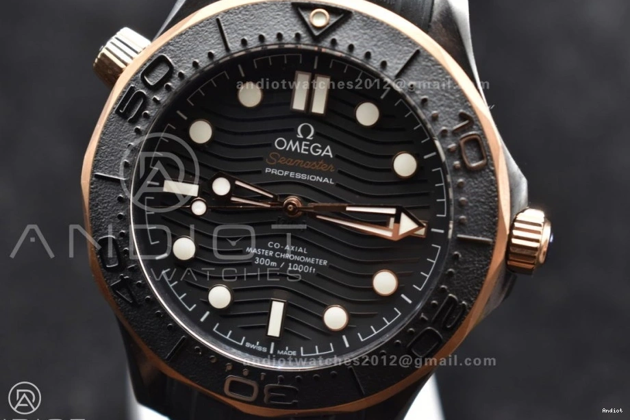 43.5mm 1:1 Black 1070 Strap Best Trendsetting A Black Bezel RG 300m Edition Black VSF Ceramic Rubber Dial on Seamaster 0731
